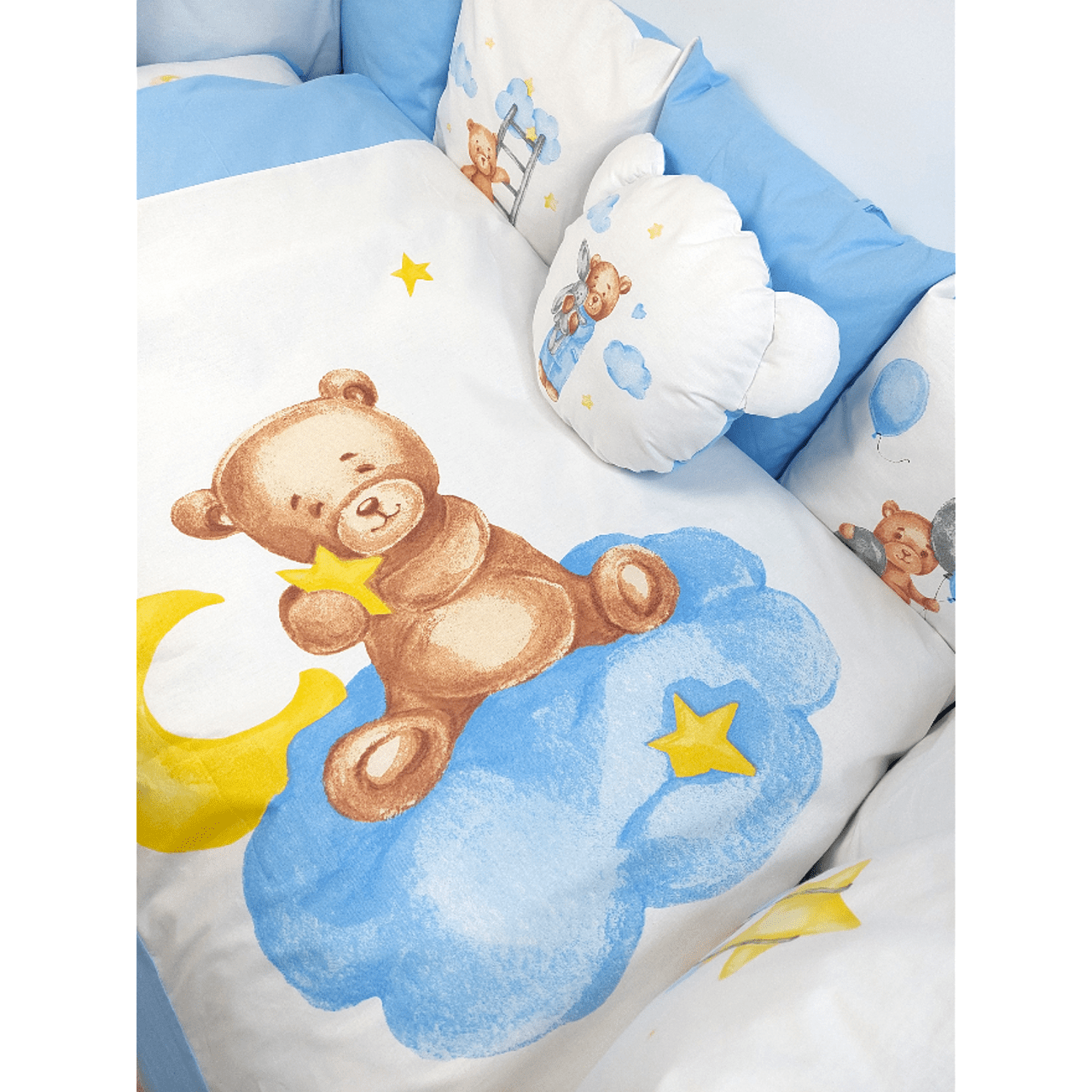 Rainy Бебешки Спален Комплект 7 Части Baby Bear One Size Син