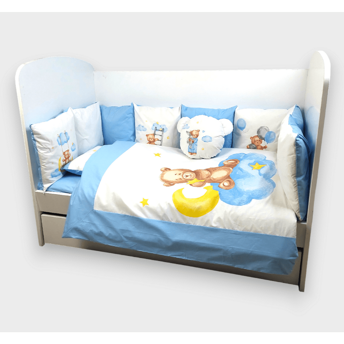 Бебешки Спален Комплект 7 Части Baby Bear One Size Син Rainy