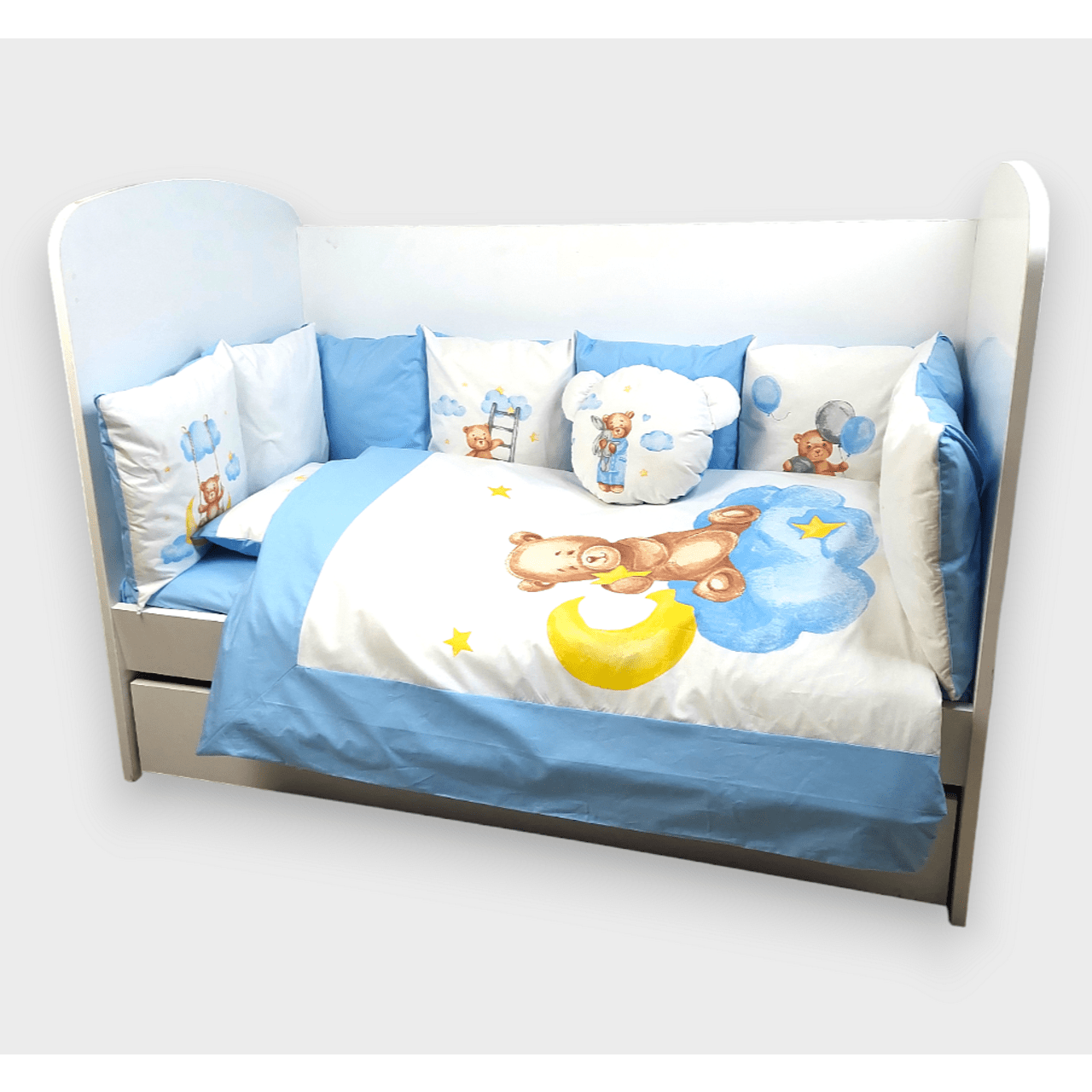 Rainy Бебешки Спален Комплект 7 Части Baby Bear One Size Син
