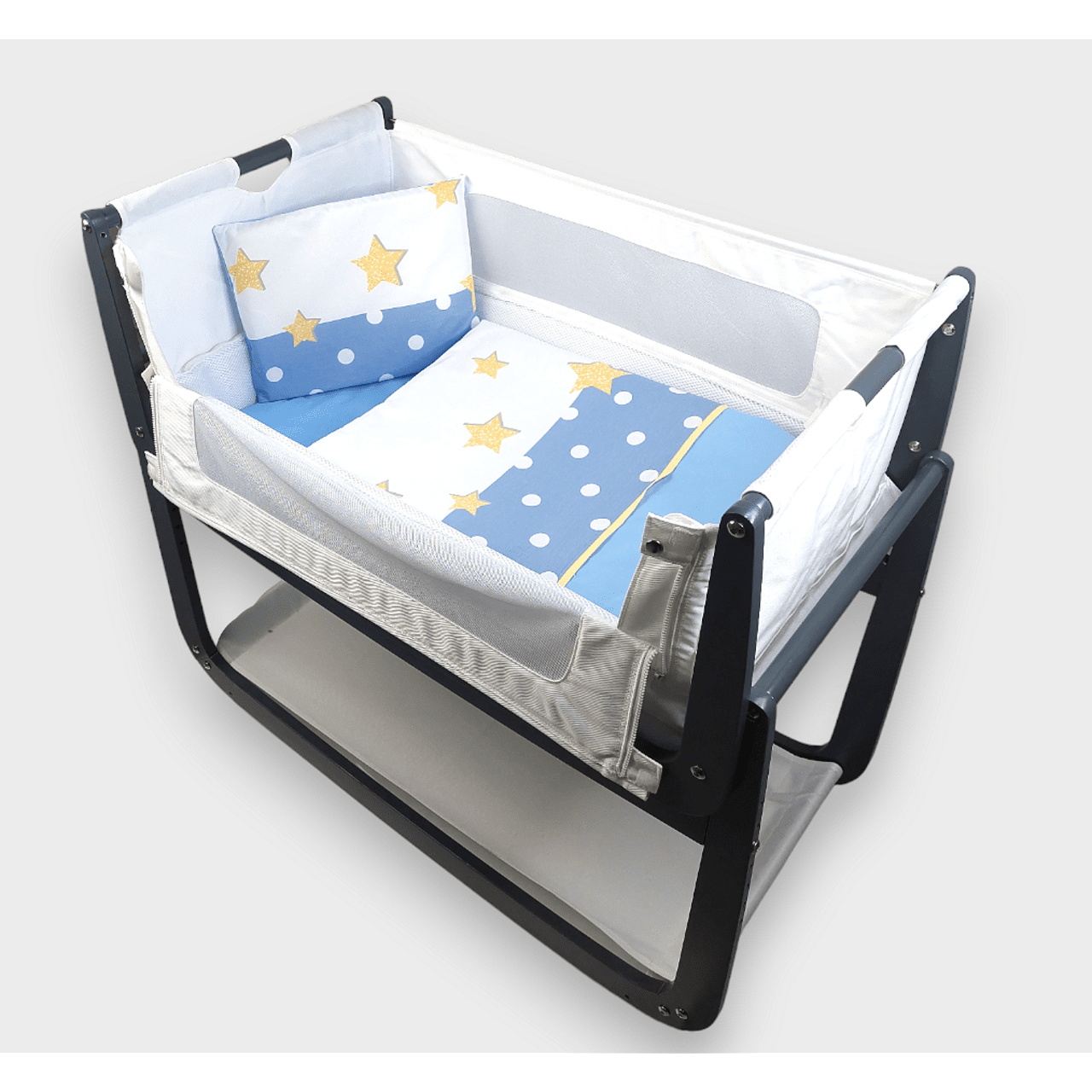 Rainy Бебешки Спален Комплект За Мини Кошара И Люлка Синьо Слонче