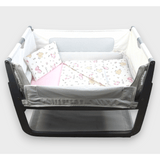 Set de lenjerie de pat Rainy pentru pătuț mic, zebre roz și elefanți