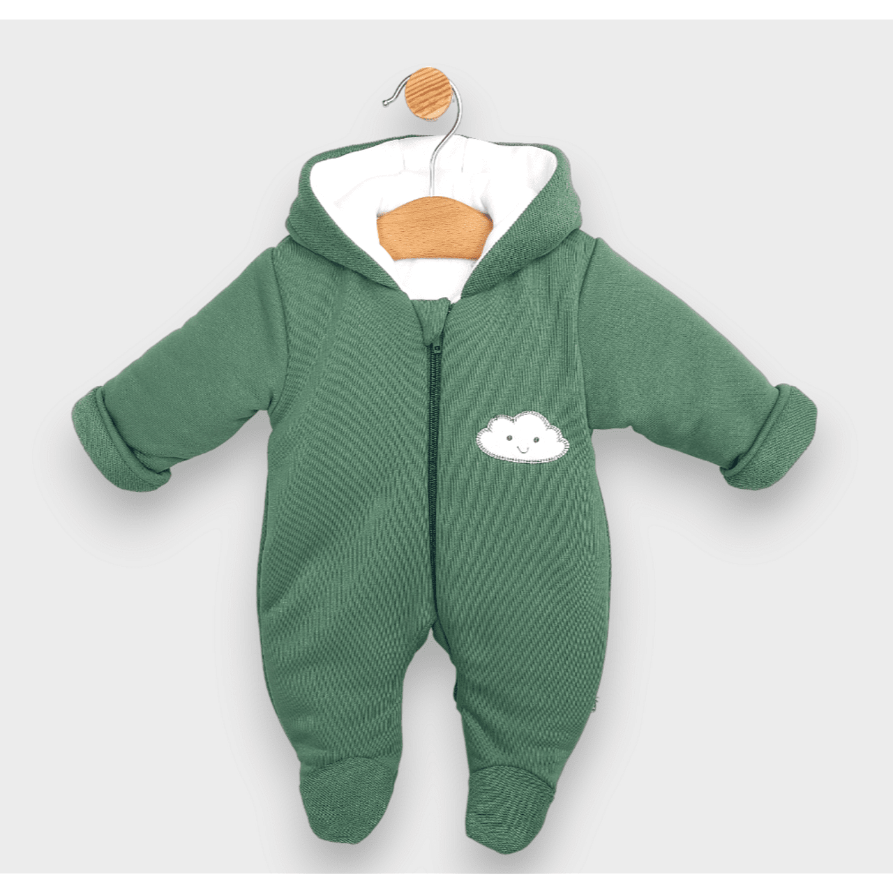 Salopetă matlasată Rainy Baby, model Cloud, 56 - 80 cm, verde
