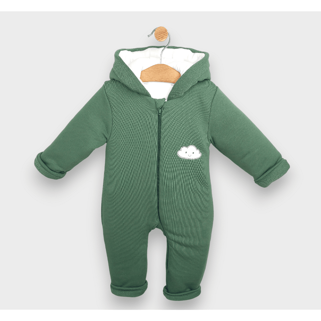 Salopetă matlasată Rainy Baby, model Cloud, 56 - 80 cm, verde