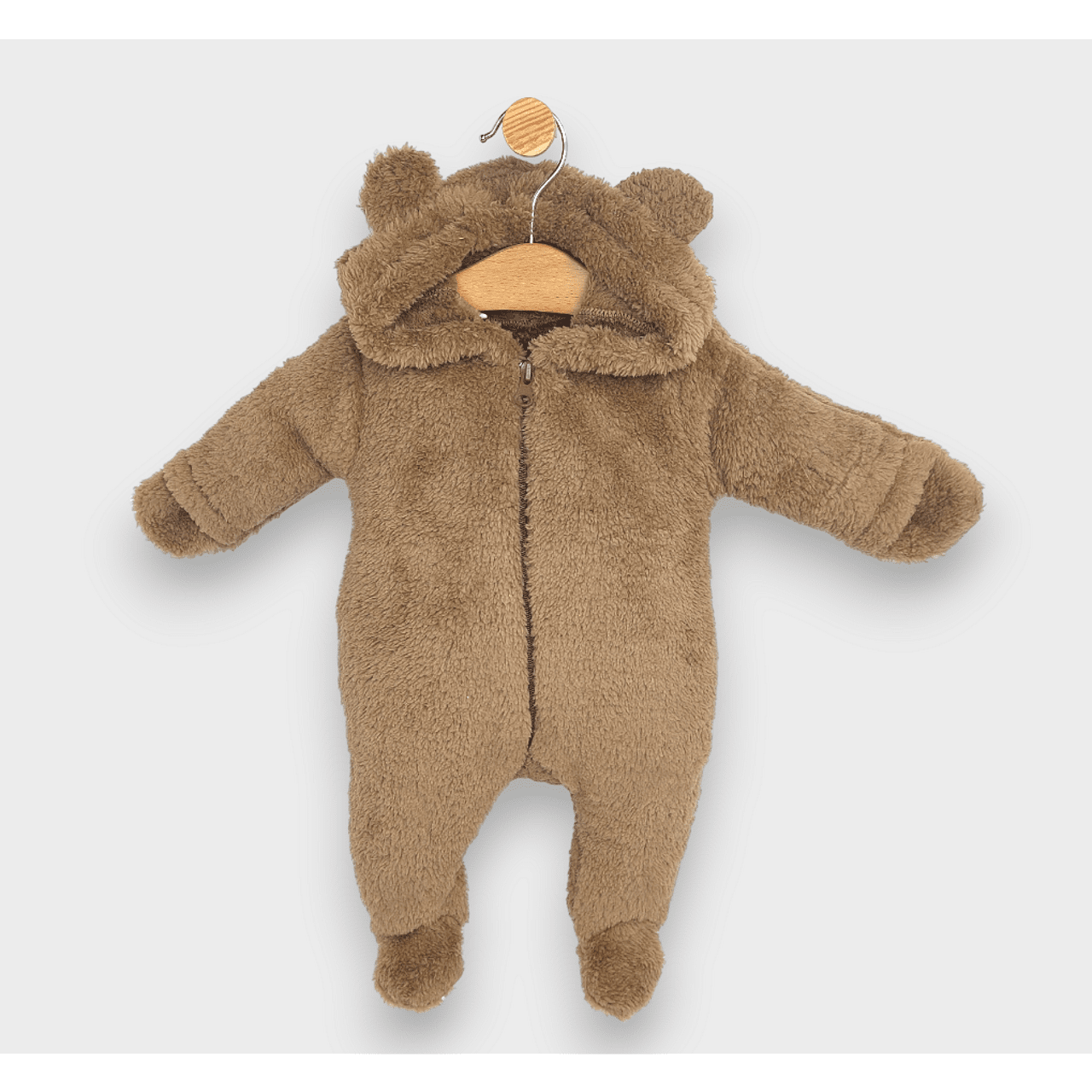 Salopetă de iarnă Rainy Baby cu ursuleț de pluș 48-80 cm, maro