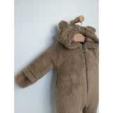 Salopetă de iarnă Rainy Baby cu ursuleț de pluș 48-80 cm, maro