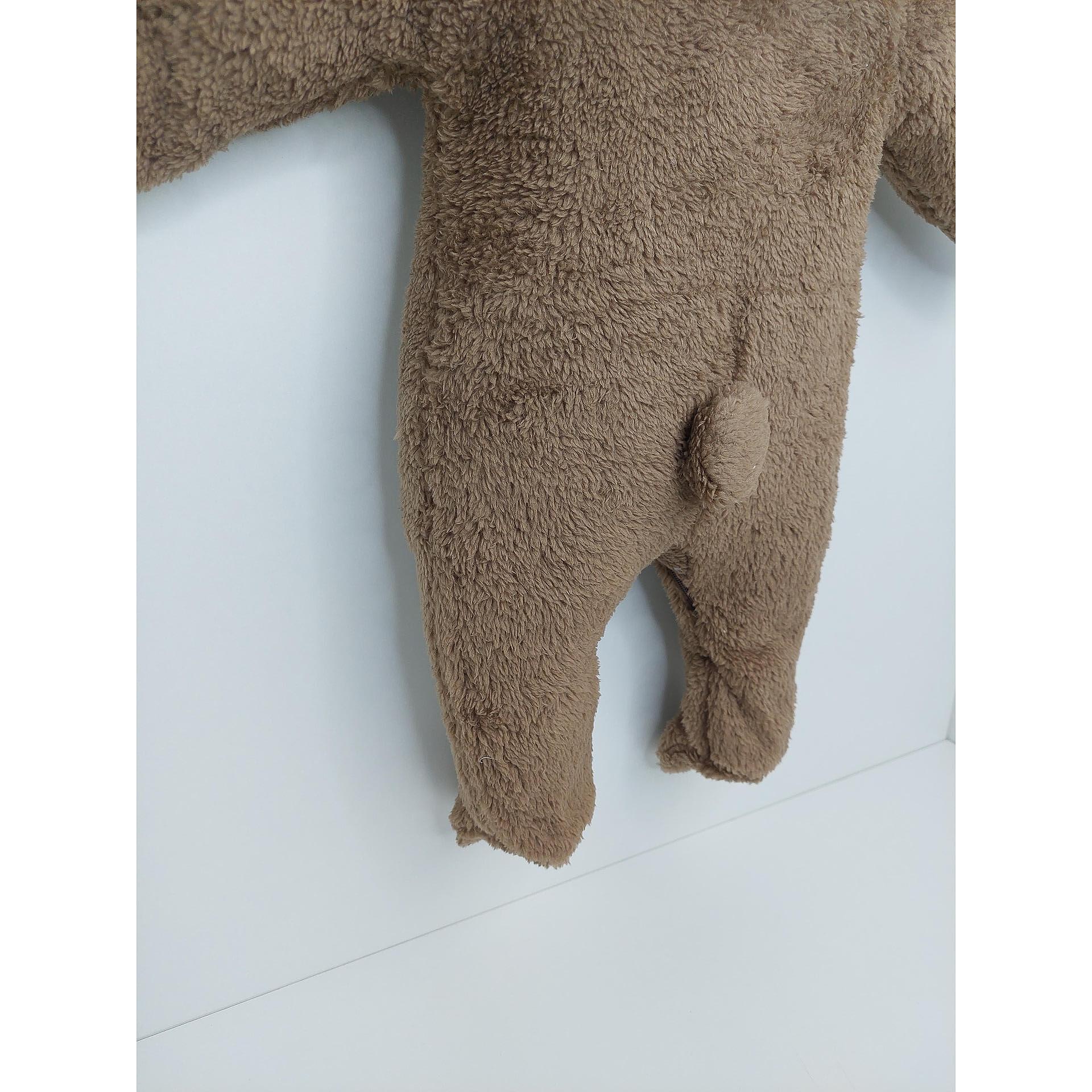 Salopetă de iarnă Rainy Baby cu ursuleț de pluș 48-80 cm, maro