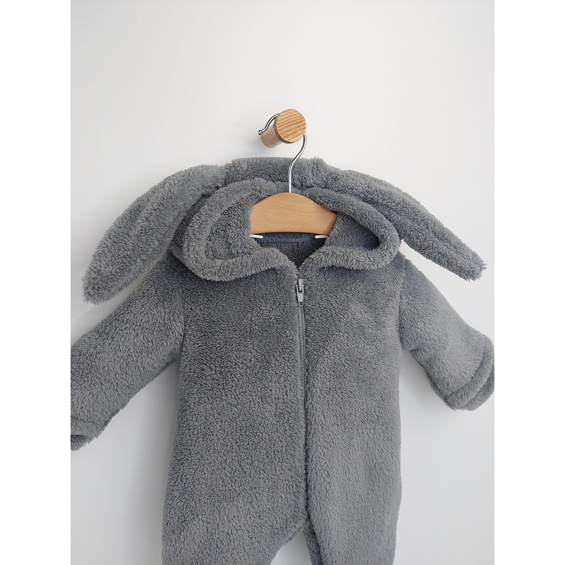 Salopetă de iarnă Rainy Baby cu imprimeu Iepuraș 48-80 cm, gri