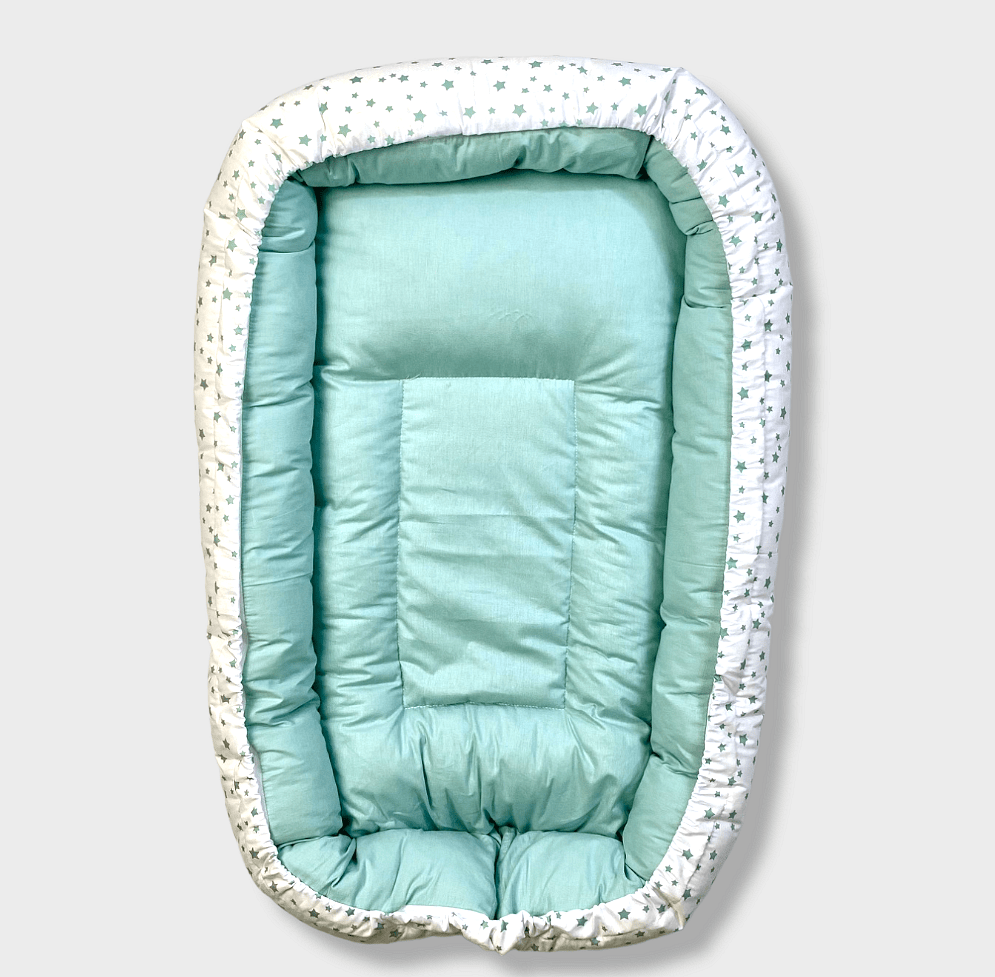 Cuib antireflux Rainy Baby pentru nou-născuți, cu stele de lux în mentă