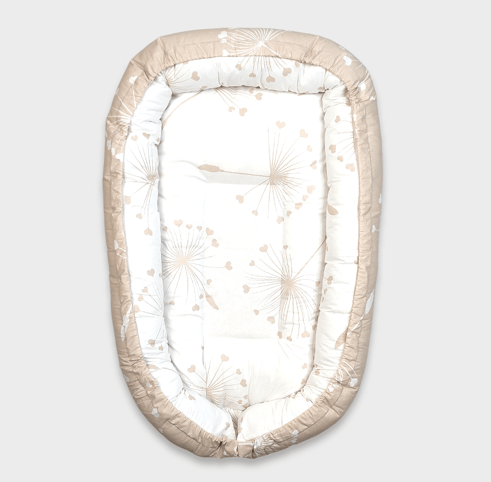 Бебешко Антирефлуксно Гнездо За Новородено Лукс Бежови Глухарчета Rainy