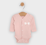 Body pentru bebeluși cu panglică și închidere frontală, 48-68 cm, roz