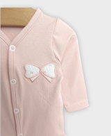 Body pentru bebeluși cu panglică și închidere frontală, 48-68 cm, roz