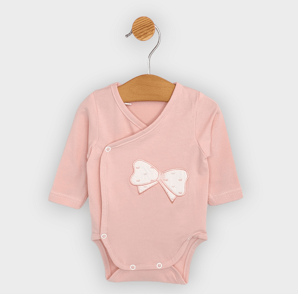 Body bebeluș Rainy cu panglică și închidere laterală, 48-68 cm, roz