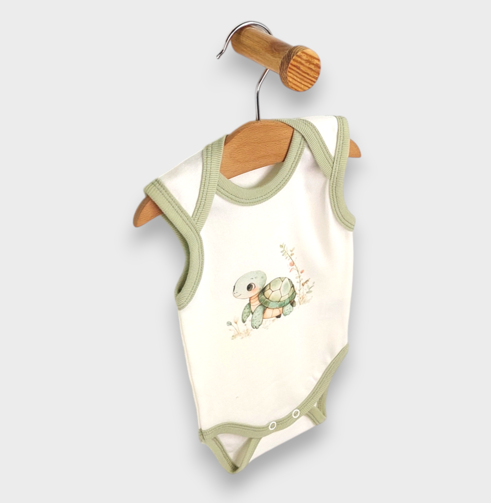 Бебешко Боди Потник Turtle 56 80см. Екрю Чай Rainy