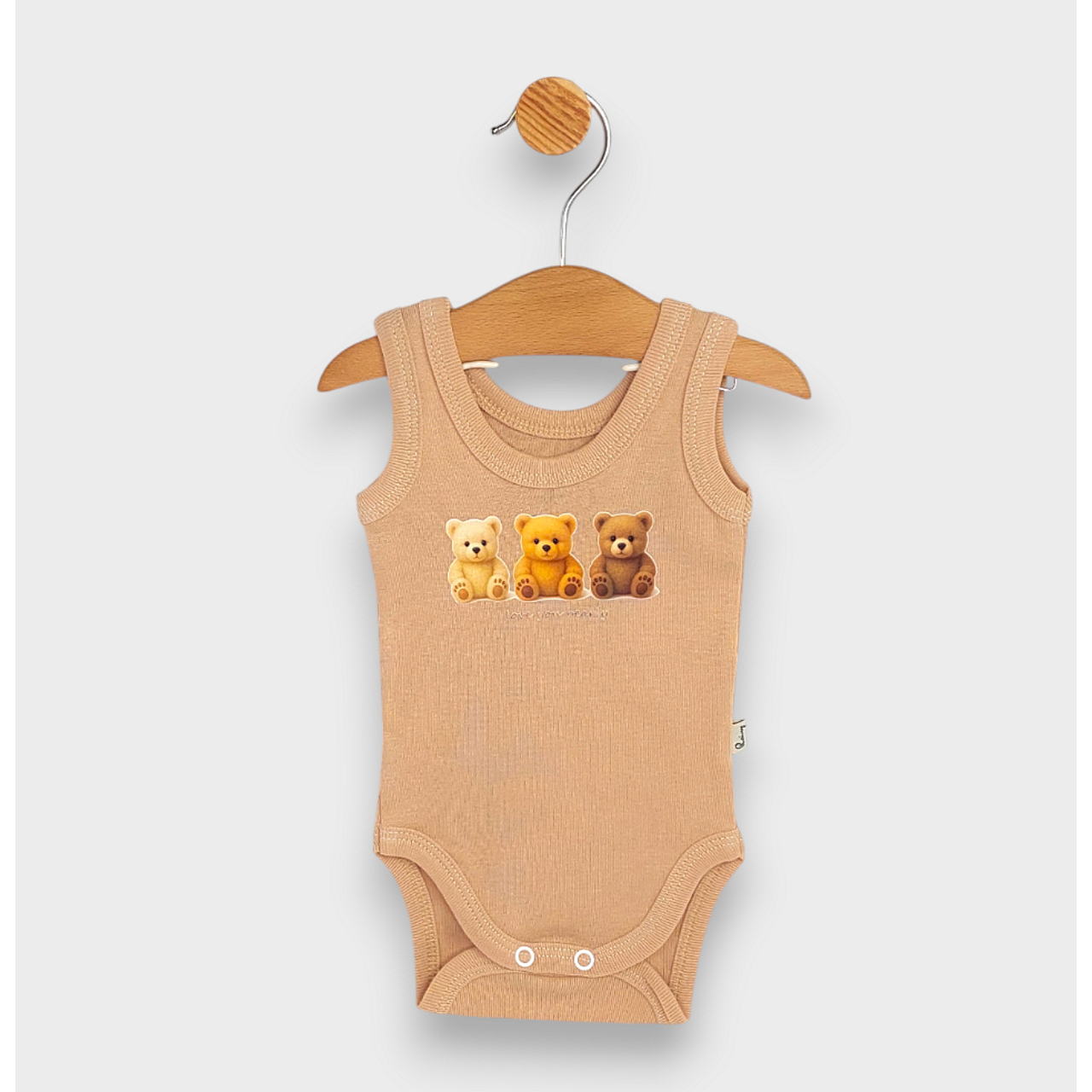 Бебешко Боди Потник Love You Bearly 48 80см. Мока Rainy