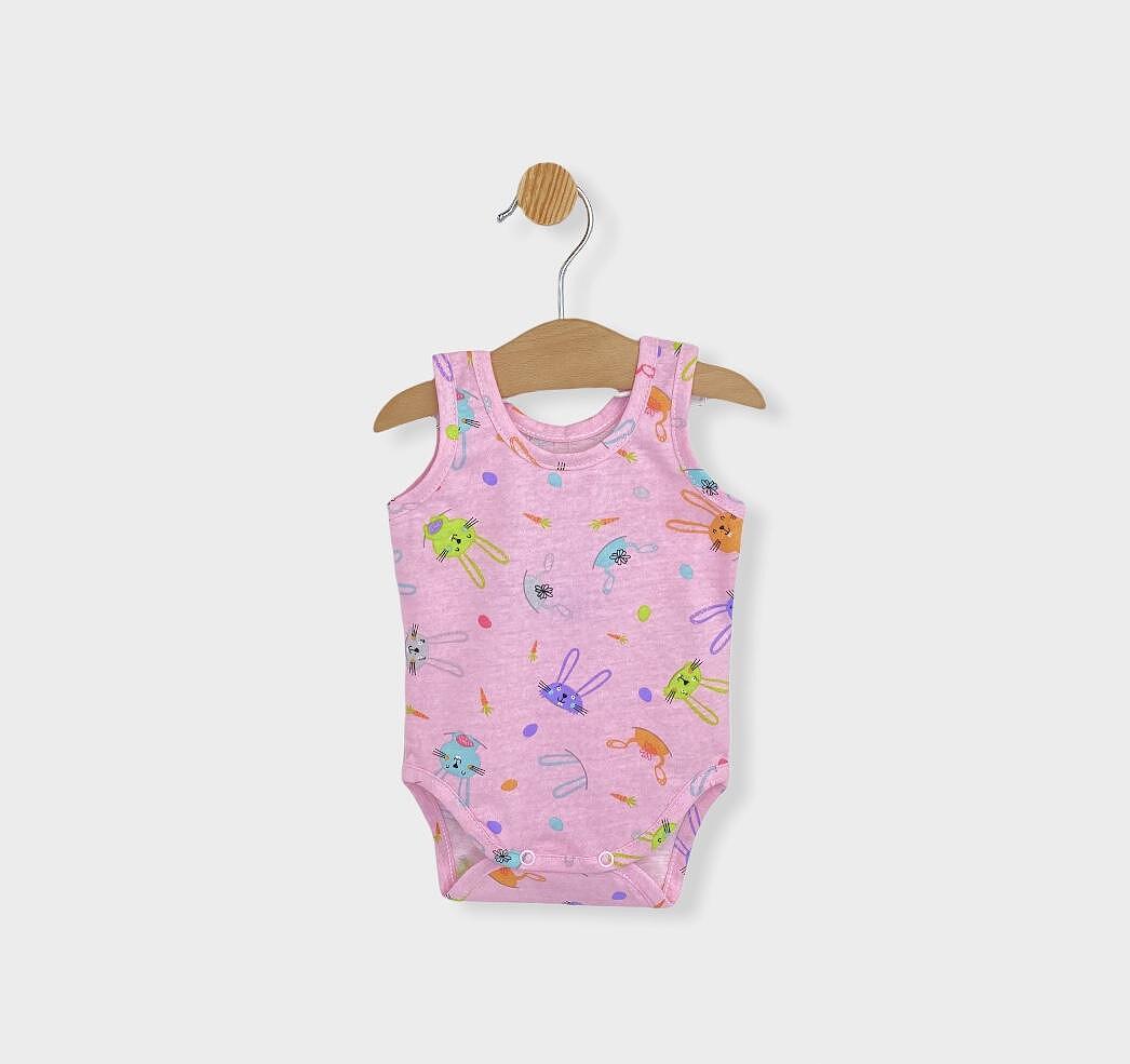 Body bebeluși Rainy, maiou, imprimeu, roz, 56-86 cm.