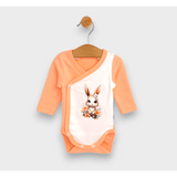 Body ploios pentru bebeluși cu mâneci lungi 48 - 62 cm. Iepuraș colorat
