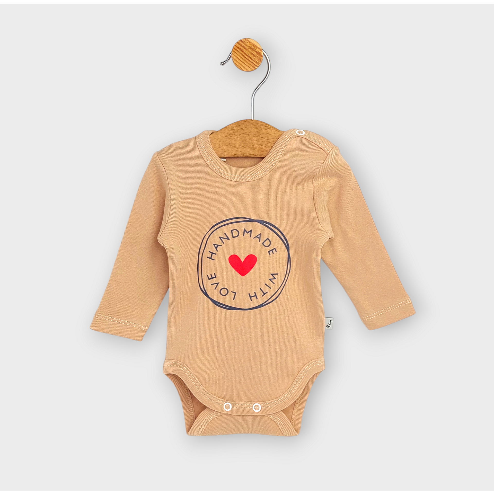 Бебешко Боди С Дълъг Ръкав 48 86см. Handmade With Love Мока Rainy