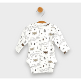 Body pentru bebeluși cu mâneci lungi și închidere frontală, model Rainy Baby, 48 - 68 cm. Vulpi