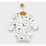 Body pentru bebeluși cu mâneci lungi și închidere frontală, model Rainy Baby, 48 - 68 cm. Vulpi