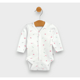 Body pentru bebeluși cu mânecă lungă și închidere frontală, model Rainy, 48 - 68 cm, roz