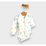 Body de ploaie pentru bebeluși cu mânecă lungă și închidere frontală 48 - 68 cm. Girafă și elefant