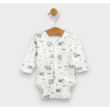 Body pentru bebeluși cu mânecă lungă și închidere frontală, model tractoare, 48 - 68 cm