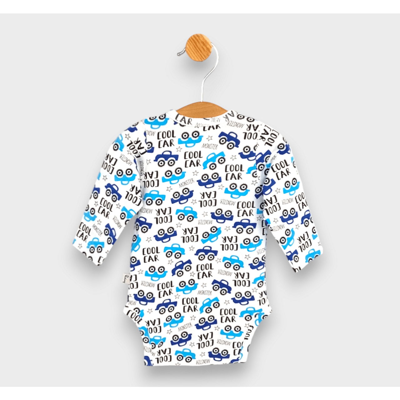body pentru bebeluși cu mâneci lungi și închidere frontală „Rainy Baby” - Mașină cool, 56 cm.