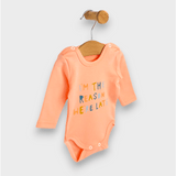 Body pentru bebeluși cu mâneci lungi, model „I'M The Reason”, culoare piersică, 56-80 cm