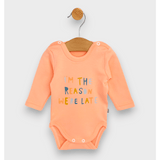Body pentru bebeluși cu mâneci lungi, model „I'M The Reason”, culoare piersică, 56-80 cm