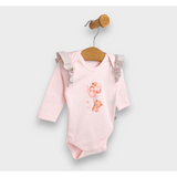 Body pentru bebeluși cu mâneci lungi, ursuleț de pluș și baloane, roz, 48 - 62 cm.