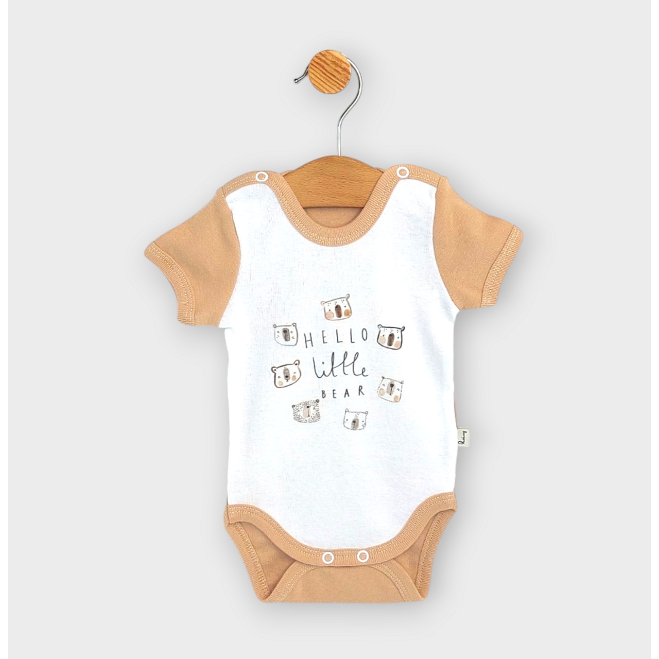 Бебешко Боди С Къс Ръкав Hello Little Bear 56 80см. Бял Мока Rainy