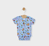 Body de ploaie pentru bebeluși cu mâneci scurte și închidere frontală, 48 - 74 cm. Albastru