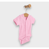 Body de ploaie pentru bebeluși cu mâneci scurte și închidere frontală, 48 - 80 cm. Roz