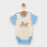 Бебешко Боди С Къс Ръкав Little Farmer 56 80см. Екрю Океан Rainy