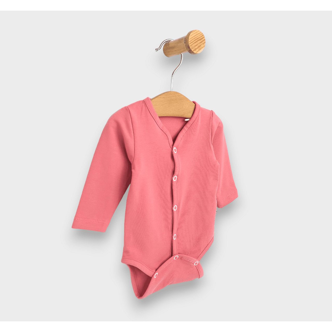 Body pentru bebeluși Rainy cu închidere frontală, mânecă lungă, 48 - 62 cm, coral