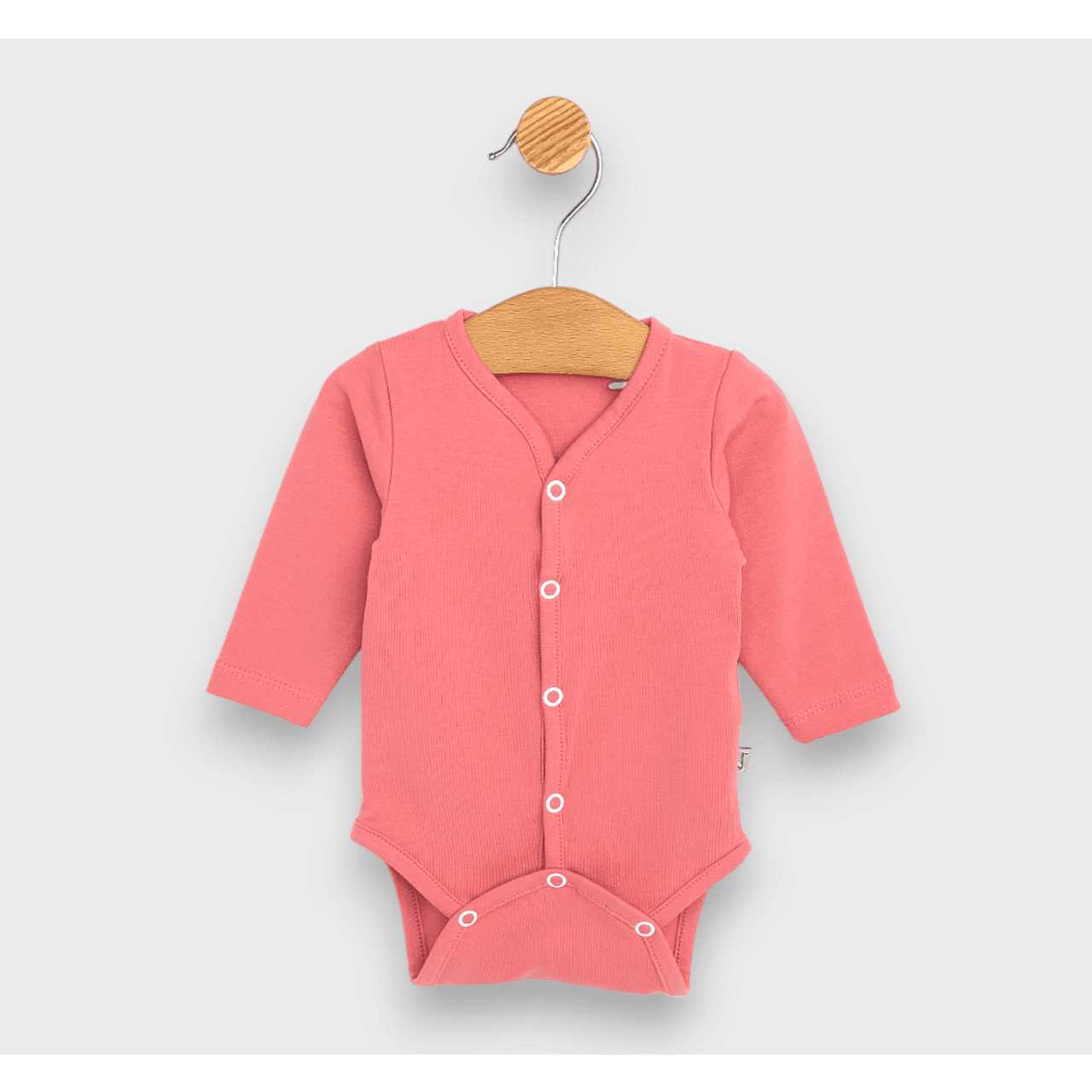 Body pentru bebeluși Rainy cu închidere frontală, mânecă lungă, 48 - 62 cm, coral