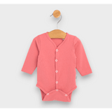 Body pentru bebeluși Rainy cu închidere frontală, mânecă lungă, 48 - 62 cm, coral