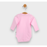 Body pentru bebeluși cu mânecă lungă, model ploaie, cu închidere frontală, 48 - 62 cm, roz