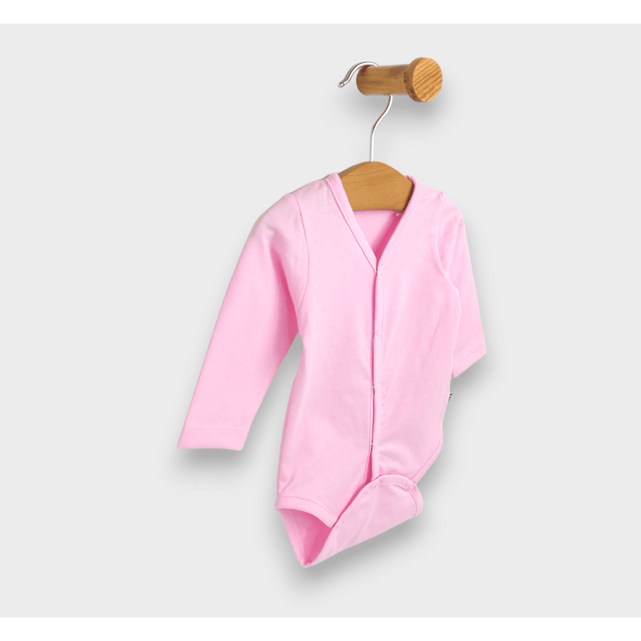 Body pentru bebeluși cu mânecă lungă, model ploaie, cu închidere frontală, 48 - 62 cm, roz