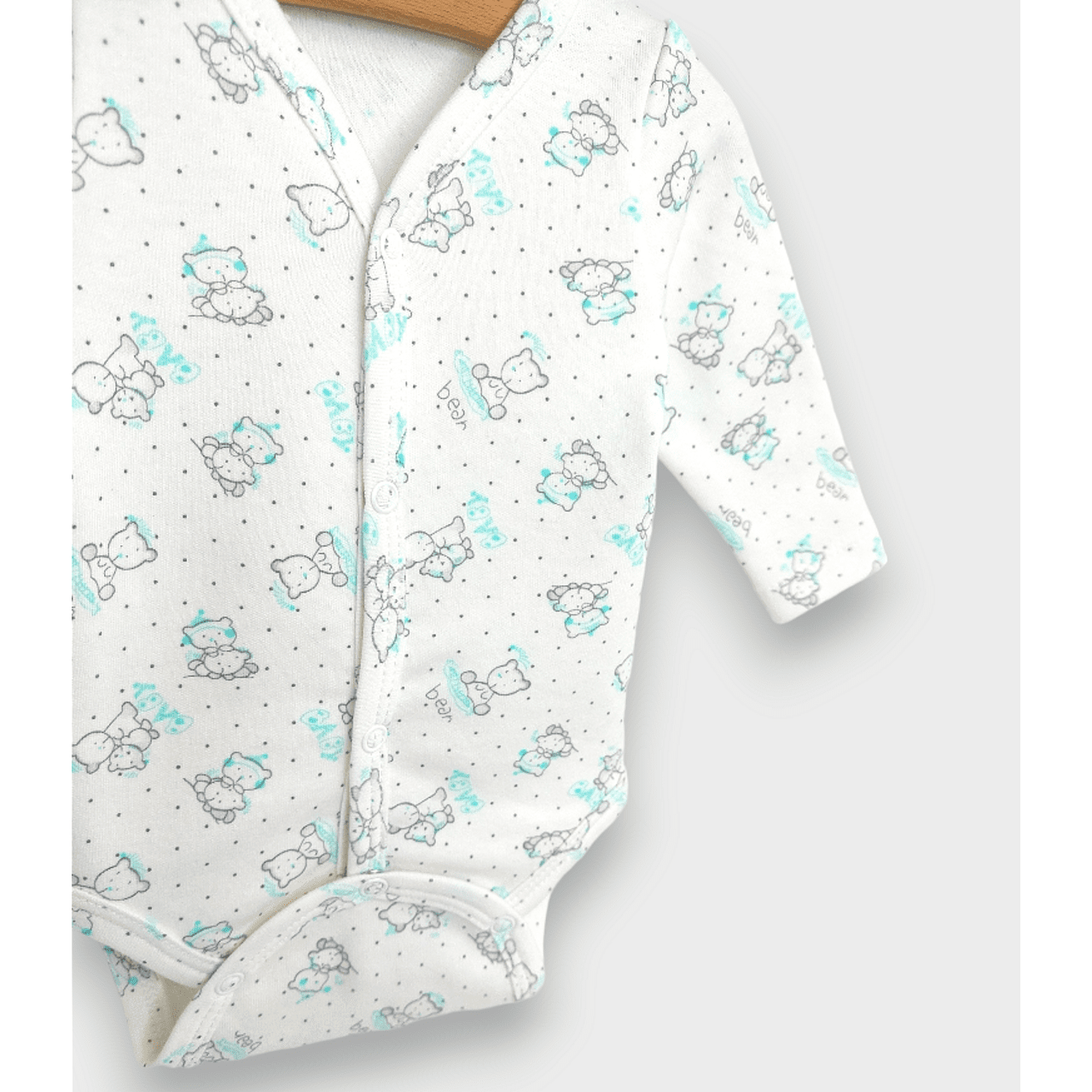 Бебешко Боди С Предно Закопчаване Сиви Мечета Baby 48 68см. Rainy