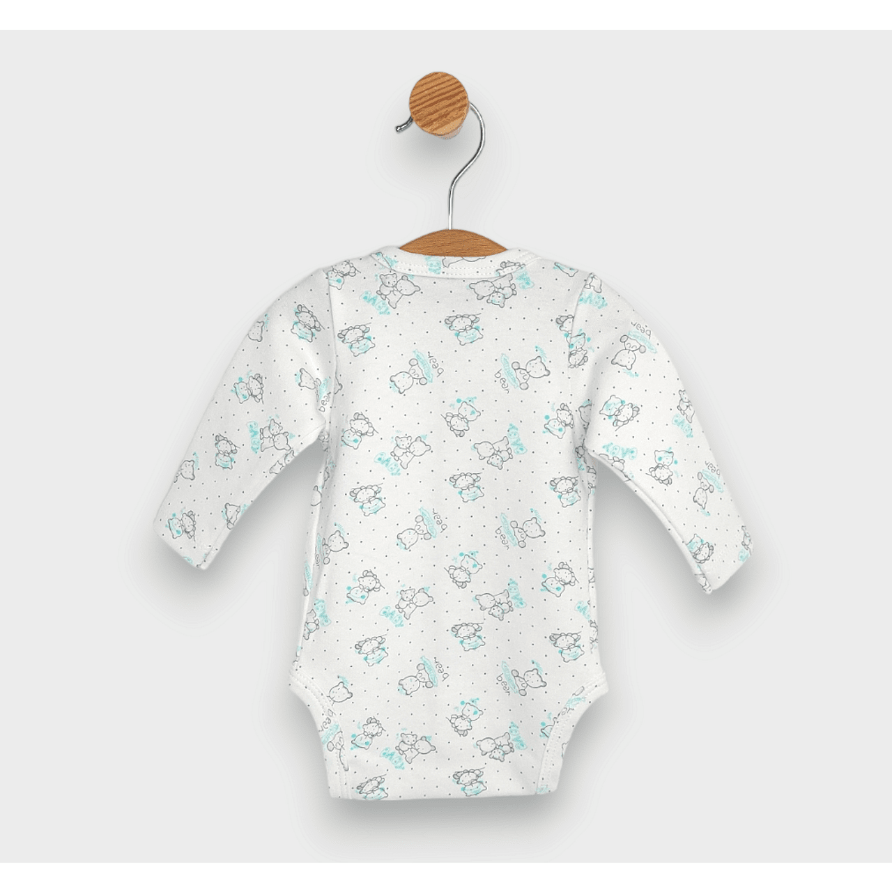 Бебешко Боди С Предно Закопчаване Сиви Мечета Baby 48 68см. Rainy
