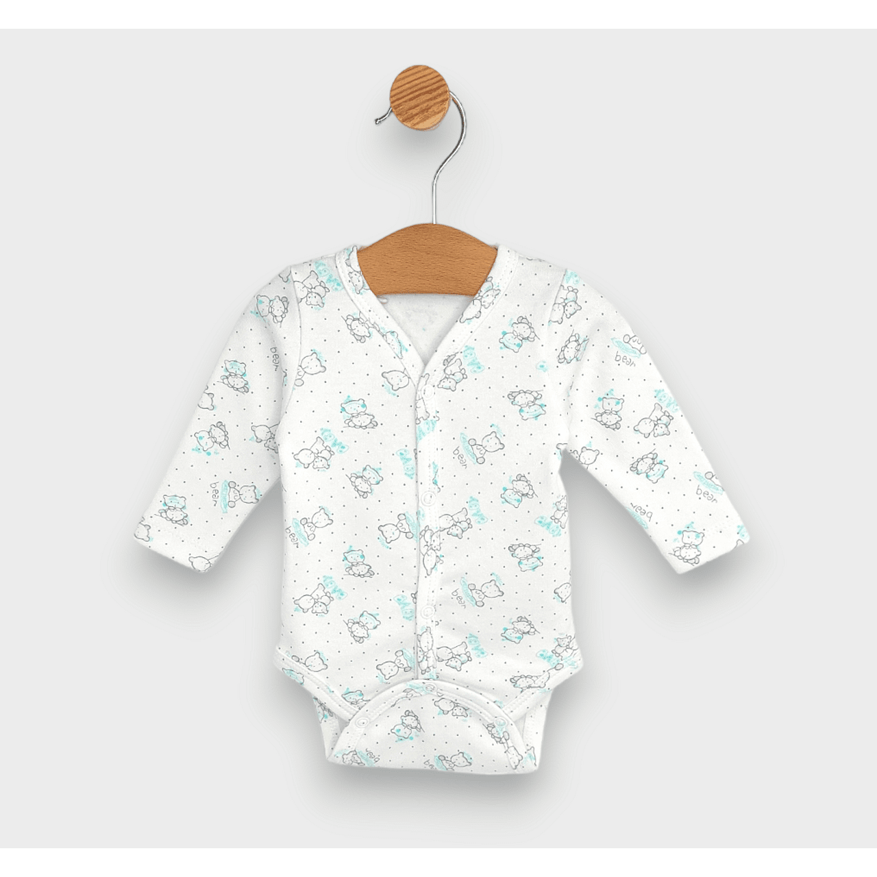 Бебешко Боди С Предно Закопчаване Сиви Мечета Baby 48 68см. Rainy