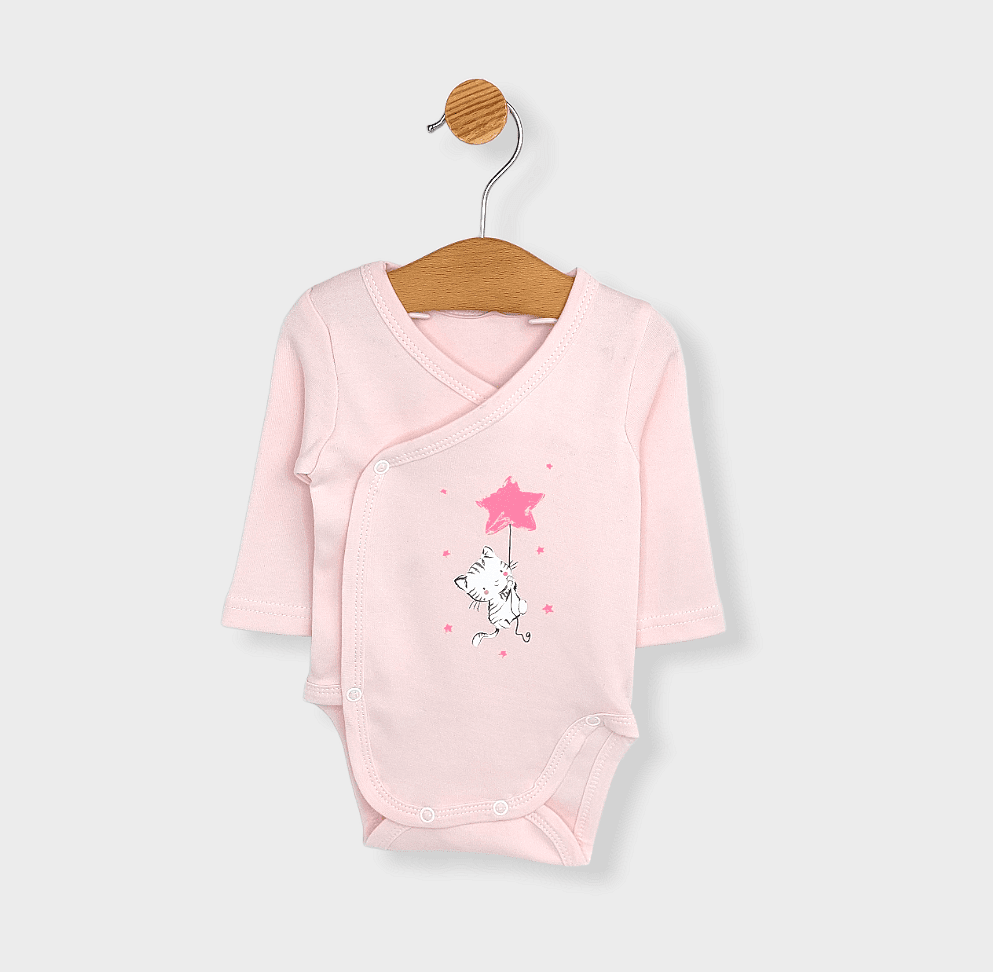 Бебешко Боди Със Странично Закопчаване 48 68см. Cat And Star Rainy