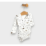 Body pentru bebeluși cu închidere laterală, model Rainy, 48 - 68 cm, cu imprimeu de gălbiori
