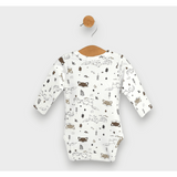 Body pentru bebeluși cu închidere laterală, model Rainy, 48 - 68 cm, cu imprimeu de gălbiori