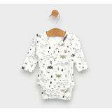Body pentru bebeluși cu închidere laterală, model Rainy, 48 - 68 cm, cu imprimeu de gălbiori