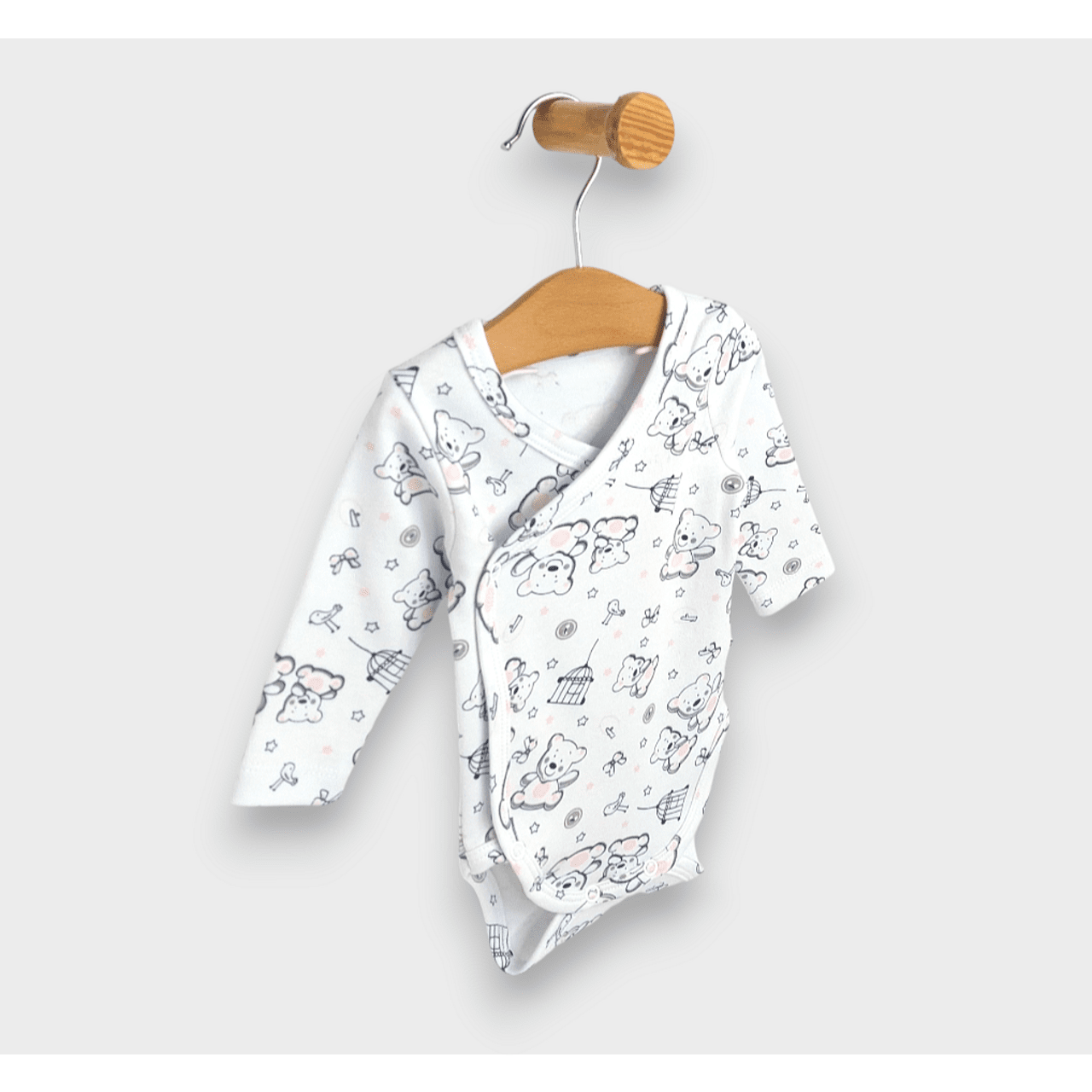 Body Rainy Baby cu închidere laterală 48 - 68 cm. Ursuleț de pluș roz