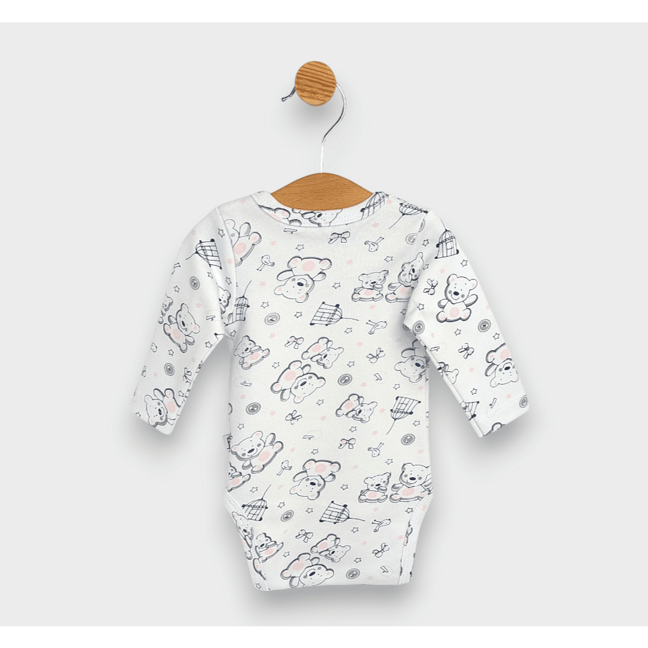 Body Rainy Baby cu închidere laterală 48 - 68 cm. Ursuleț de pluș roz