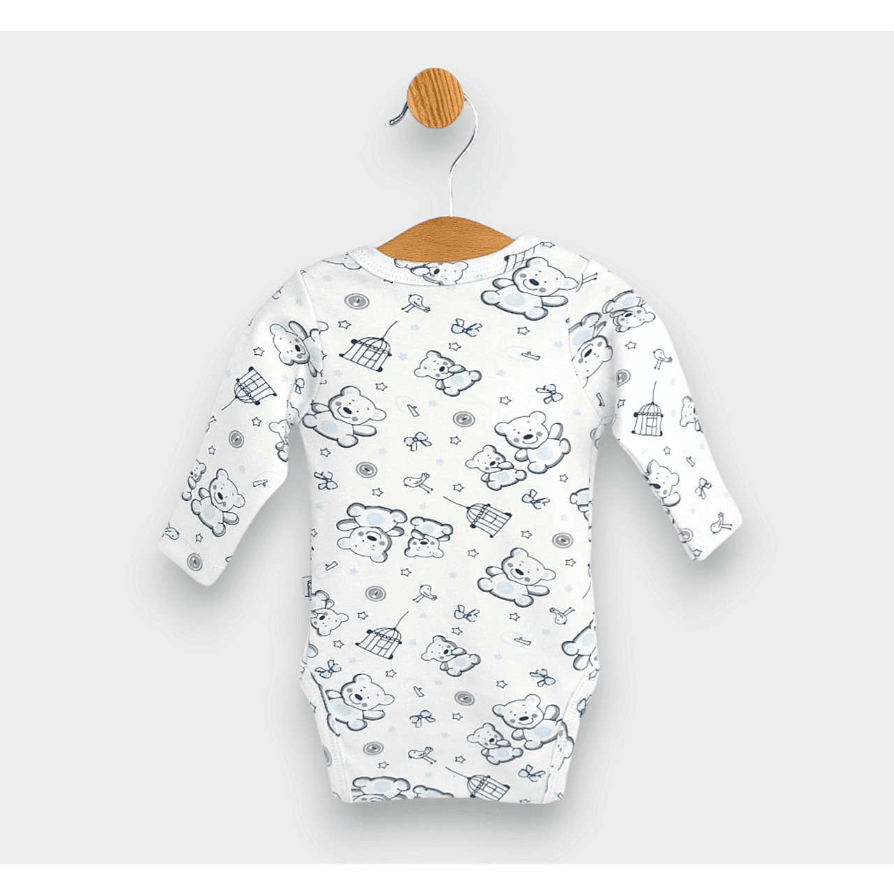 Body pentru bebeluși cu închidere laterală, model ursuleț de pluș, albastru, 48 - 68 cm