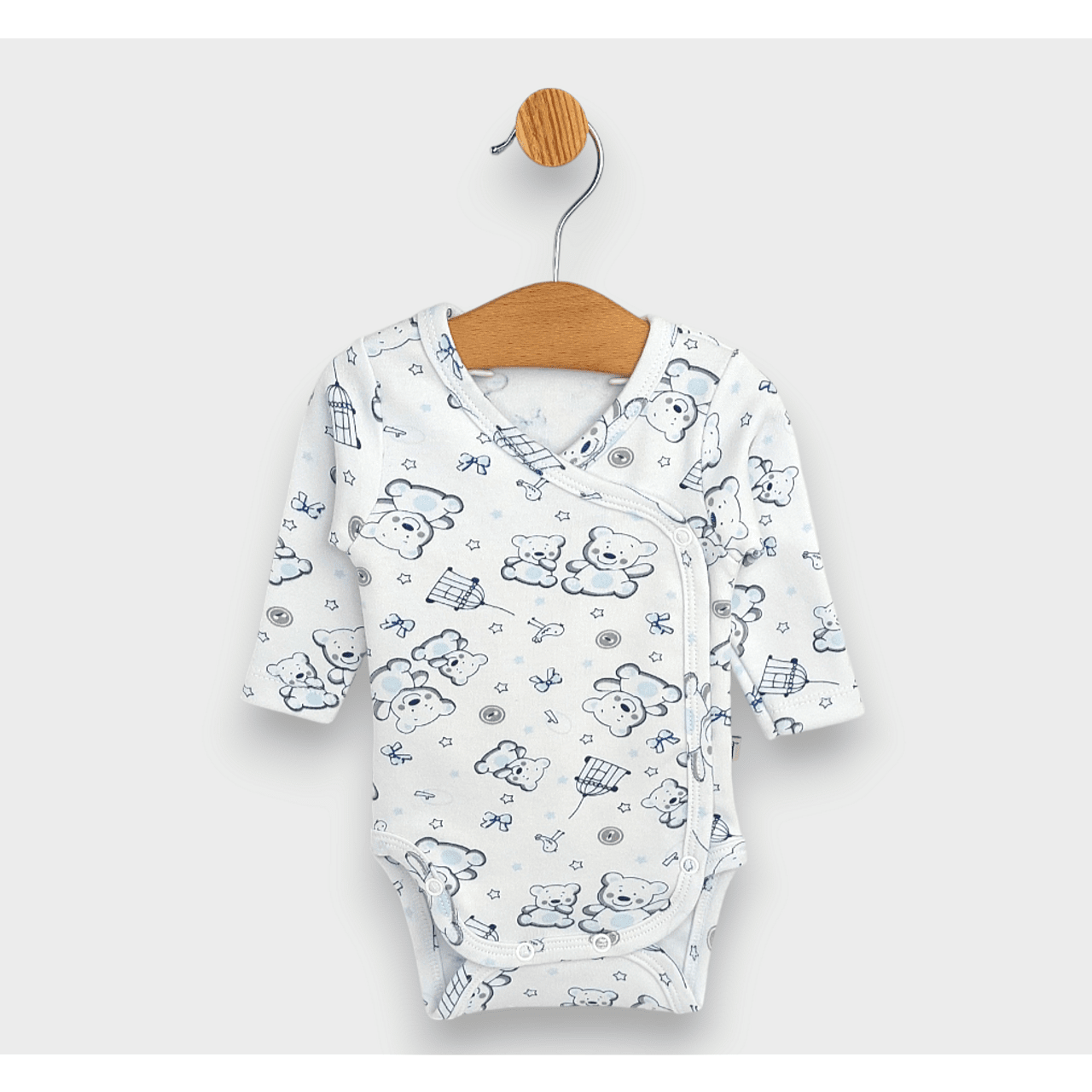 Body pentru bebeluși cu închidere laterală, model ursuleț de pluș, albastru, 48 - 68 cm